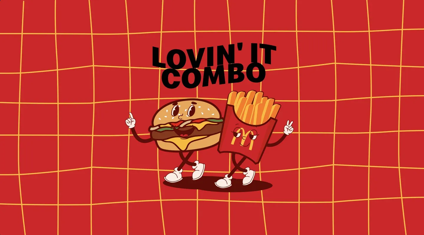 McDonald’s Lovin It Combo artwork on a red grid